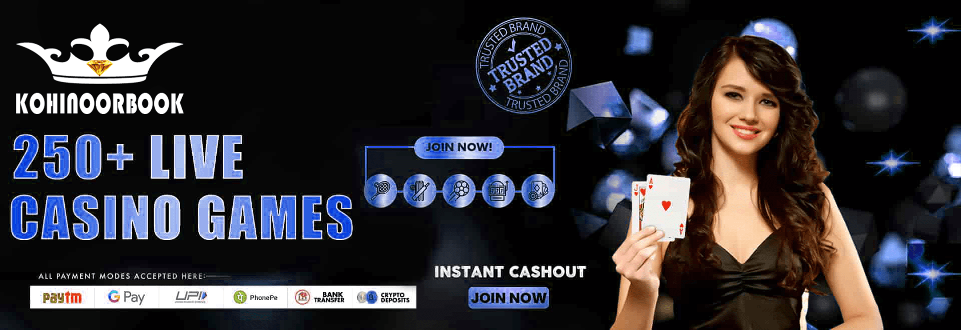 Kohinoorbook live casino games banner